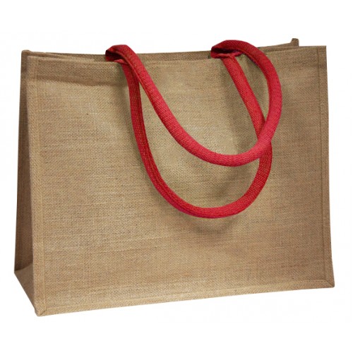 Red Coloured Handle Jute Bag