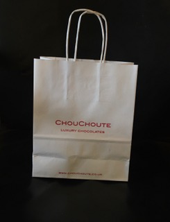 White printed paper carrier bags size 180x80x220mm