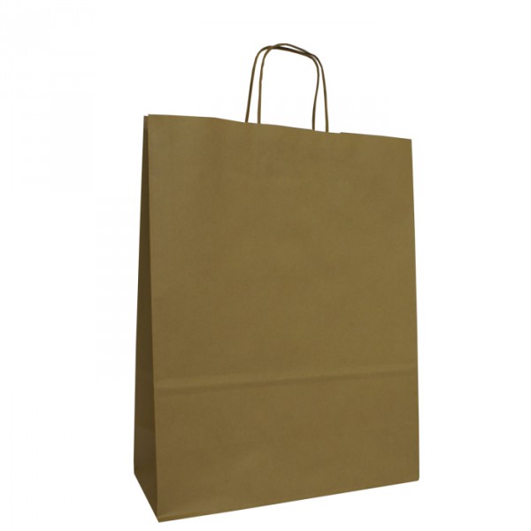 240mm Brown Twisted Handle Paper Carrier Bags avalible printed