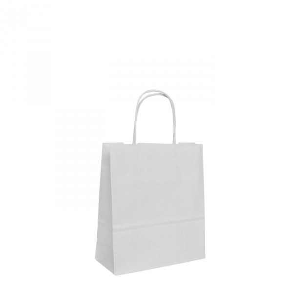 180mm White Twisted Handle Paper Carrier Bags avalible printed